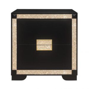 GLOBAL Blake 2 Drawer Nightstand Black/Gold