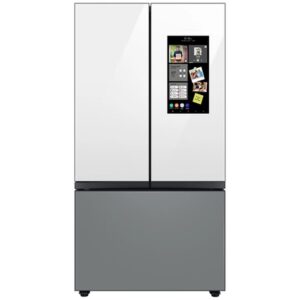 SAMSUNG 30 Cu. Ft. Smart BESPOKE 3-Door French-Door Refrigerator Matte Grey Glass Bottom Panel