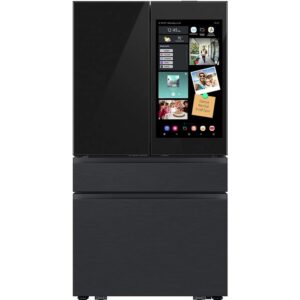 SAMSUNG BESPOKE 23 Cubic Foot Counter Depth 4-Door French Door Refrigerator Charcoal Glass/Matte Black Stainless Steel