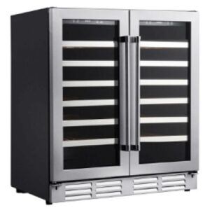 VITARA 30 Inch Side by Side 66 Bottle Wine Cooler Stainless Steel